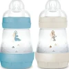 MAM 2 biberons Easy Start anti-colique 160ml Océan+Sable Tétine débit 1