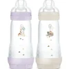 MAM 2 biberons Easy Start anti-colique 320ml Lilas+Sable Tétine débit 3