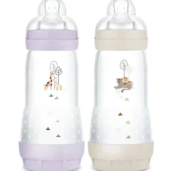 MAM 2 biberons Easy Start anti-colique 320ml Lilas+Sable Tétine débit 3