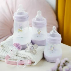 MAM 2 biberons Easy Start anti-colique 320ml Lilas+Sable Tétine débit 3