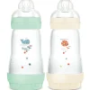New 2 biberons Easy Start anti-colique 260ml Menthe+Coton Tétine débit 2 Biberon