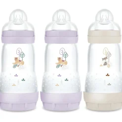 New 3 biberons Easy Start 260ml Lilas+Lilas+Sable Tétine débit 2 Biberon