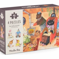 Moulin Roty 4 mini puzzles des repas Les Minouchkas (4x12 pièces)