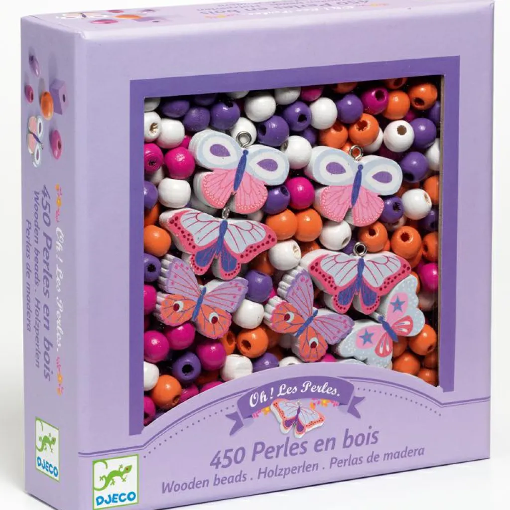 Djeco 450 perles en bois Papillons