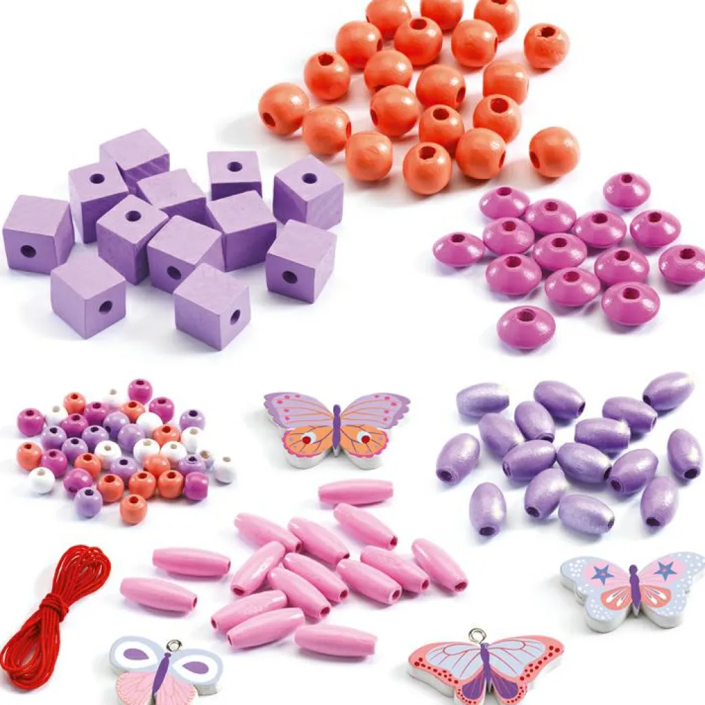 Djeco 450 perles en bois Papillons