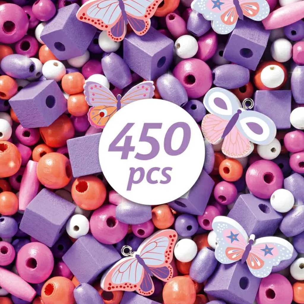 Djeco 450 perles en bois Papillons