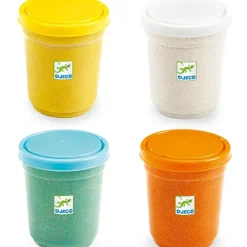 Djeco 4 pots de pâte à modeler pailletée