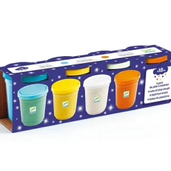 Djeco 4 pots de pâte à modeler pailletée
