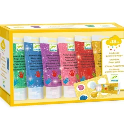 Djeco 6 tubes de peinture à doigt pailletée