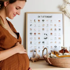 Sale Affiche En t’attendant Originale claire Maman - Papa (40 x 50 cm) Affiche