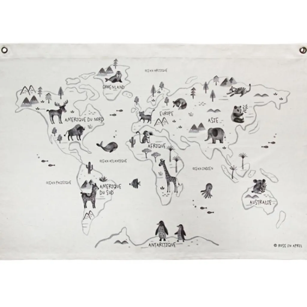 Rose in April Affiche en tissu Carte du monde