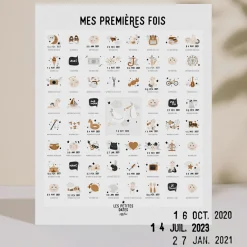 Les Petites Dates Affiche Mes Premières Fois Originale maman et papa (40 x 50 cm)