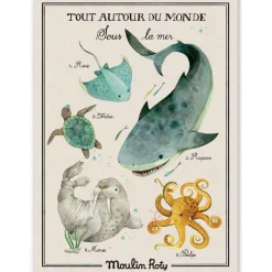 Moulin Roty Affiche Sous la mer Tout autour du monde (50 x 70 cm)