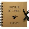 Les Griottes Album photo baptême personnalisable kraft et noir (20 x 20 cm)