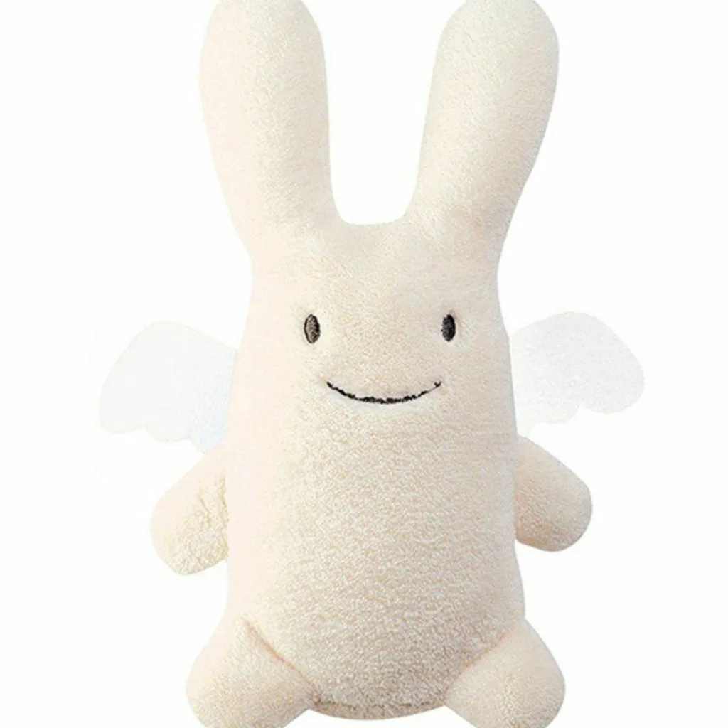 Trousselier Ange lapin musical ivoire et pochette de rangement en coton (24 cm)
