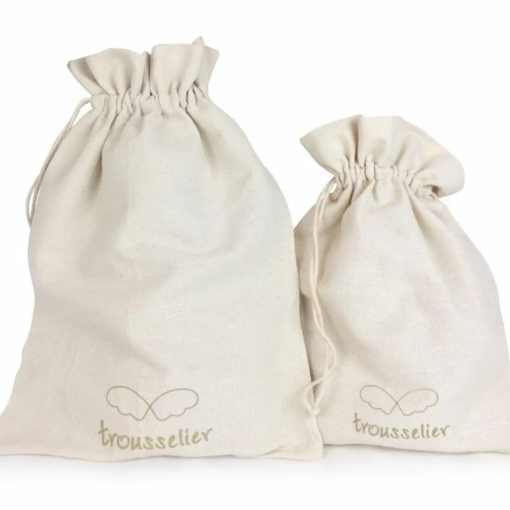 Trousselier Ange lapin musical ivoire et pochette de rangement en coton (24 cm)