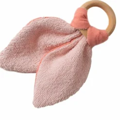 Les Griottes Anneau de dentition en bois Rose corail (personnalisable)