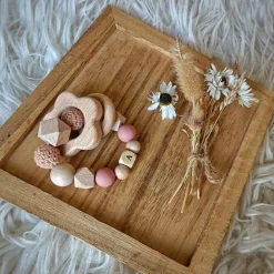 Online Anneau de dentition fleur sable et vieux rose (personnalisable) Jouet / Anneau De Dentition