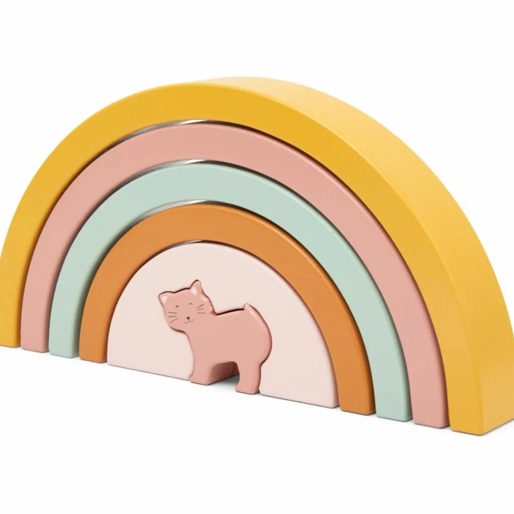New Arc-en-ciel à empiler en bois Mrs. Cat Jouet À Empiler