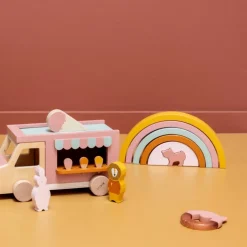 New Arc-en-ciel à empiler en bois Mrs. Cat Jouet À Empiler