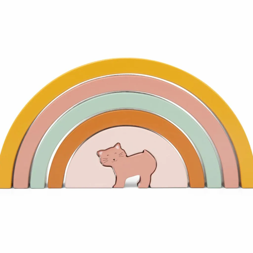 New Arc-en-ciel à empiler en bois Mrs. Cat Jouet À Empiler