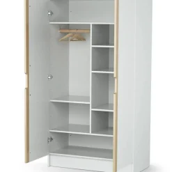 Armoire 2 portes en bois de hêtre verni Carrousel blanc Armoire