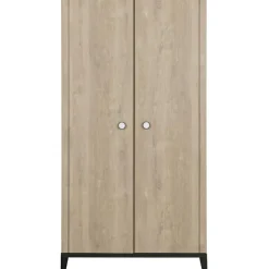 Outlet Armoire 2 portes en chêne blond noir Marcel Armoire