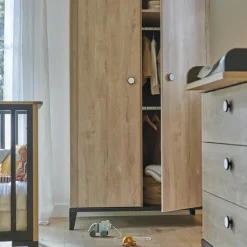 Outlet Armoire 2 portes en chêne blond noir Marcel Armoire