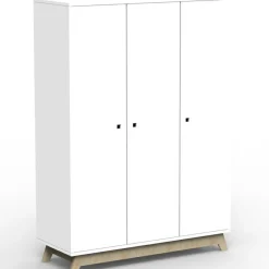 Outlet Armoire 3 portes Madavin avec pieds en bouleau (coloris au choix) Armoire