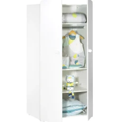 Baby Price Armoire 2 portes New Basic Boutons boule blanc