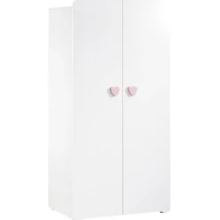 Baby Price Armoire 2 portes New Basic Boutons coeur rose