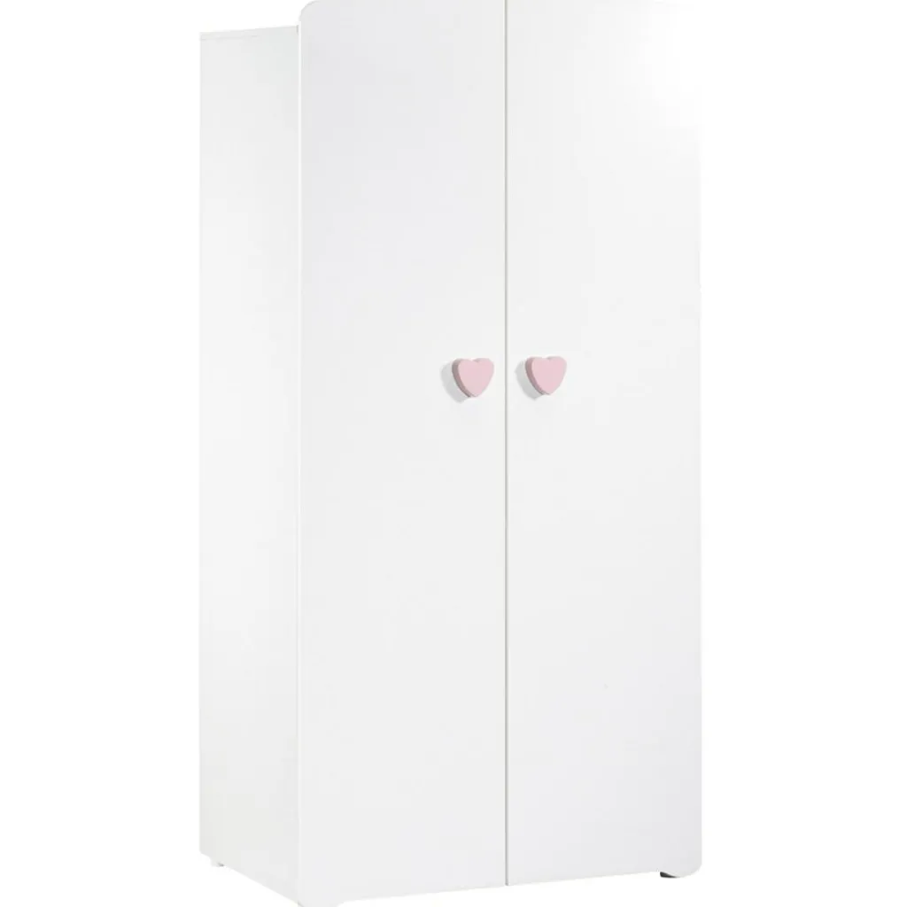 Baby Price Armoire 2 portes New Basic Boutons coeur rose