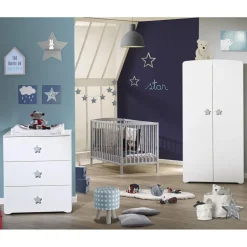 Baby Price Armoire 2 portes New Basic Boutons étoile gris