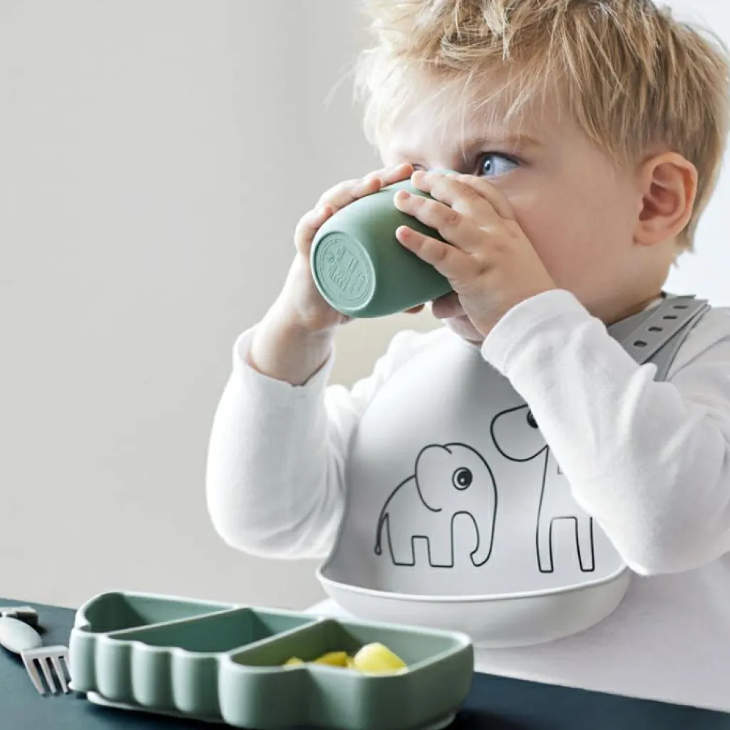 Done by Deer Assiette à compartiments antidérapante silicone Croco vert