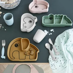 Done by Deer Assiette à compartiments antidérapante silicone Croco vert