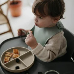 Mushie Assiette à compartiments en silicone avec ventouse Shifting Sand