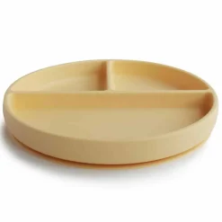 Mushie Assiette à compartiments en silicone avec ventouse Pale Daffodil