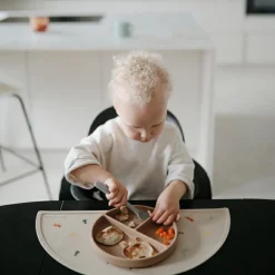 Best Assiette à compartiments en silicone avec ventouse Natural Assiette