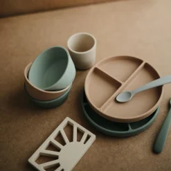 Best Assiette à compartiments en silicone avec ventouse Natural Assiette