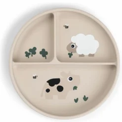 Sale Assiette à compartiments Stick&Stay Tiny farm Sable Assiette
