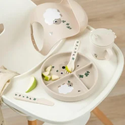 Sale Assiette à compartiments Stick&Stay Tiny farm Sable Assiette