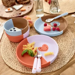 Lässig Assiette en silicone Happy Rascals Coeur lavande