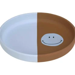 Lässig Assiette en silicone Happy Rascals Smile bleu ciel