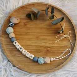 Outlet Attache sucette en bois ardoise et mint (personnalisable) Attache Sucette