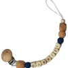 Tata Lucette Attache sucette en bois camel et bleu nuit (personnalisable)