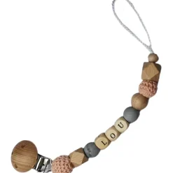 Clearance Attache sucette en bois marbre et rose pâle (personnalisable) Attache Sucette