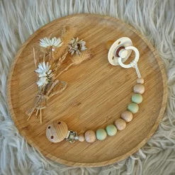 New Attache sucette en bois Moon olive Attache Sucette