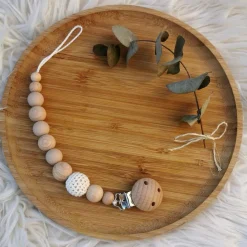 Tata Lucette Attache sucette en bois Nude blanc cassé