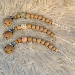 Tata Lucette Attache sucette en bois Nude blanc cassé