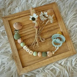 New Attache sucette en bois olive et kaki (personnalisable) Attache Sucette